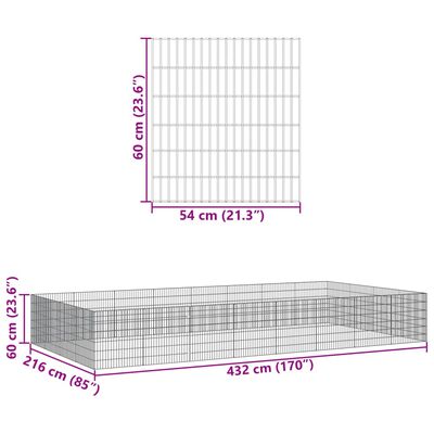 vidaXL Voľný výbeh pre zvieratá 24 panelov 54x60cm pozinkované železo