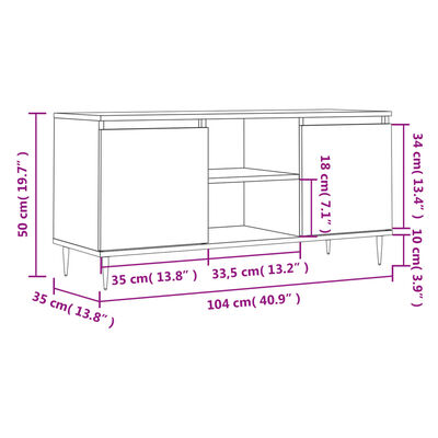 vidaXL TV skrinka hnedý dub 104x35x50 cm kompozitné drevo