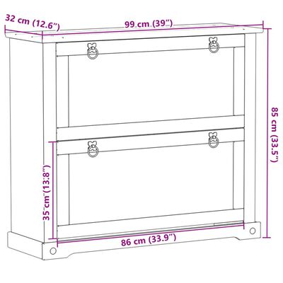 vidaXL Botník Corona 99x32x85 cm borovicový masív