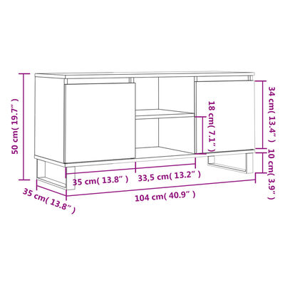 vidaXL TV skrinka betónová sivá 104x35x50 cm kompozitné drevo