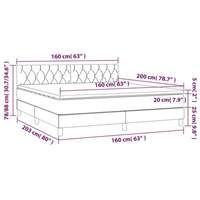 vidaXL Posteľný rám boxsping s matracom a LED ružový 160x200 cm zamat