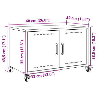 vidaXL TV skrinka olivovozelená 68x39x43,5cm oceľ valcovaná za studena