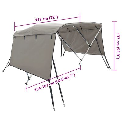 vidaXL Strieška Bimini s 3 oblúkmi a stenami 183x(154-167)x137 cm