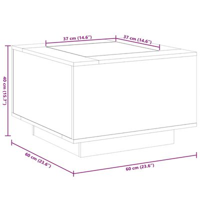 vidaXL Konferenčný stolík+LED, čierny 60x60x40 cm, kompozitné drevo