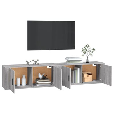 vidaXL Nástenné TV skrinky 2 ks sivé sonoma 100x34,5x40 cm