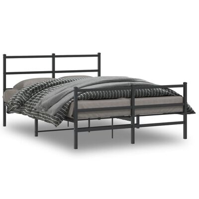 vidaXL Kovový rám postele so zadným a predným čelom čierny 140x190 cm