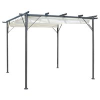 vidaXL Pergola so zaťahovacou strechou krémovo-biela 3x3 m oceľová