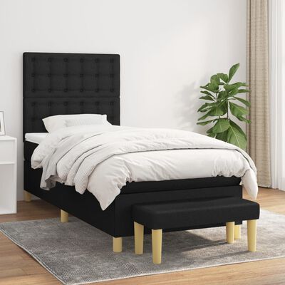 vidaXL Boxspring posteľ s matracom čierna 100x200 cm látka