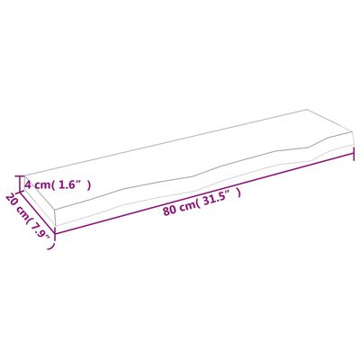 vidaXL Nástenná polica svetlohnedá 80x20x4 cm ošetrený dubový masív