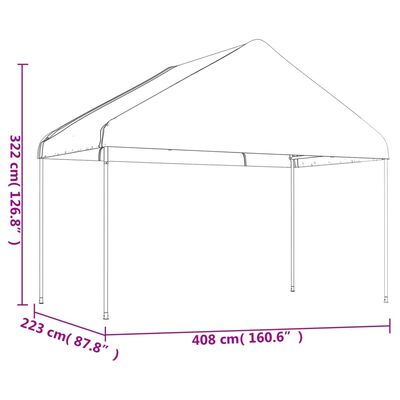 vidaXL Altánok so strechou, biely 13,38x4,08x3,22 m, polyetylén