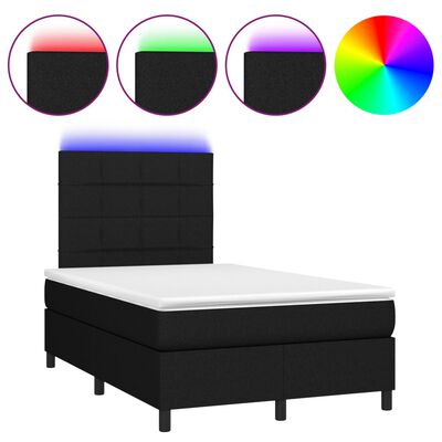 vidaXL Boxspring posteľ s matracom a LED, čierna 120x190 cm, látka