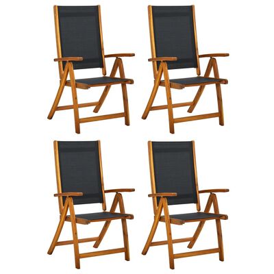 vidaXL Skladacie záhradné stoličky 4 ks, akáciový masív a textilén