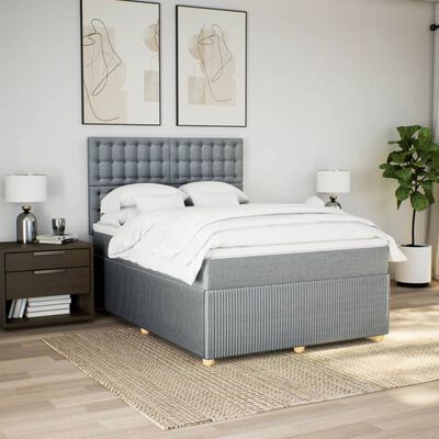 vidaXL Boxspring posteľ s matracom bledosivá 140x200 cm látka