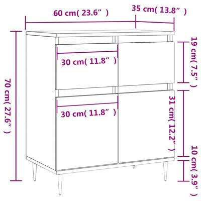 vidaXL Komoda sivý dub sonoma 60x35x70 cm spracované drevo