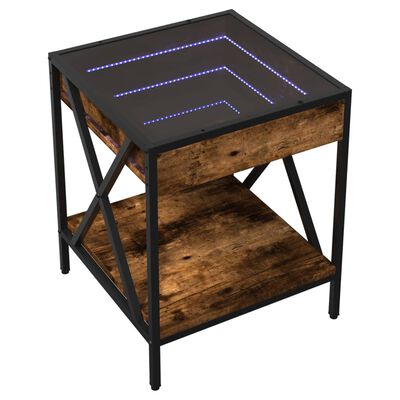 vidaXL Nočný stolík s nekonečnými LED dymový dub 40x40x49 cm