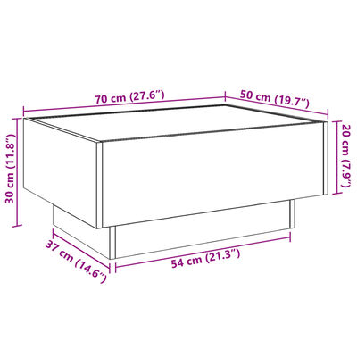 vidaXL Konferenčný stolík s LED dub sonoma 70x50x30 cm kompozit. drevo