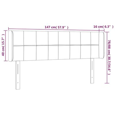 vidaXL Čelo postele s LED tmavosivé 147x16x78/88 cm zamat