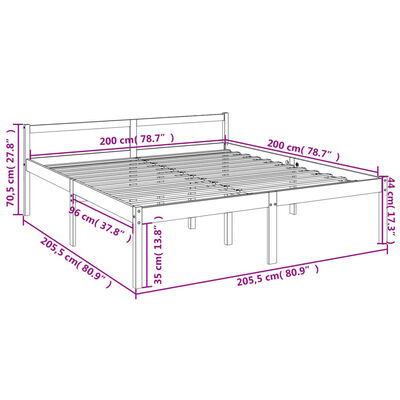 vidaXL Posteľ pre seniorov, biela 200x200 cm, borovicový masív