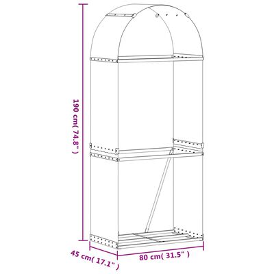 vidaXL Držiak na polená bledohnedý 80x45x190 cm pozinkovaná oceľ