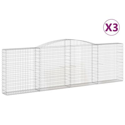 vidaXL Oblúkové gabionové koše 3 ks 400x30x120/140 cm pozink. železo