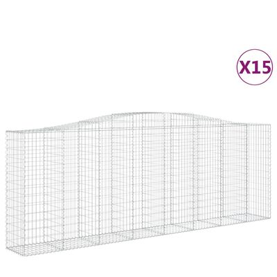 vidaXL Oblúkové gabionové koše 15 ks 400x50x140/160 cm pozink. železo