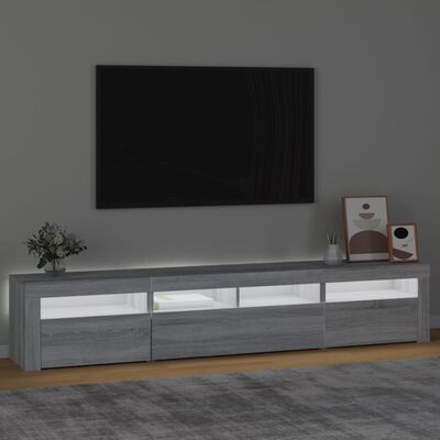 vidaXL TV skrinka s LED svetlami sivá sonoma 210x35x40 cm