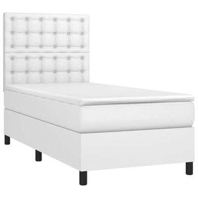 vidaXL Boxspring posteľ s matracom a LED biela 80x200 cm umelá koža