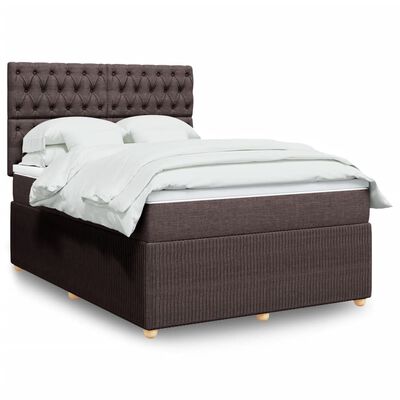 vidaXL Boxspring posteľ s matracom tmavohnedá 140x200 cm látka