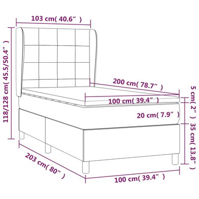 vidaXL Posteľný rám boxsping s matracom ružový 100x200 cm zamat