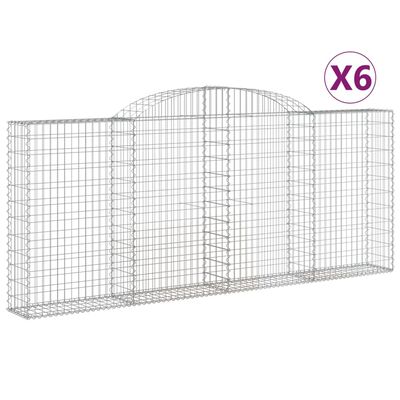 vidaXL Oblúkové gabionové koše 6 ks 300x30x120/140 cm pozink. železo