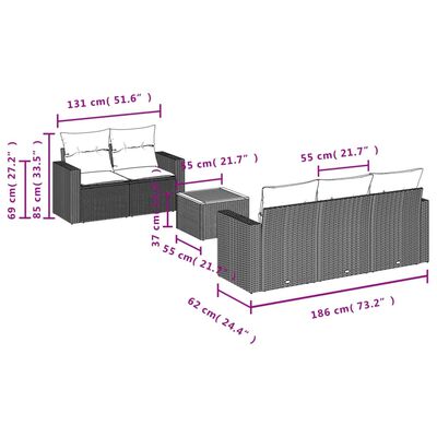 vidaXL 6-dielna záhradná sedacia súprava s podložkami polyratan sivá