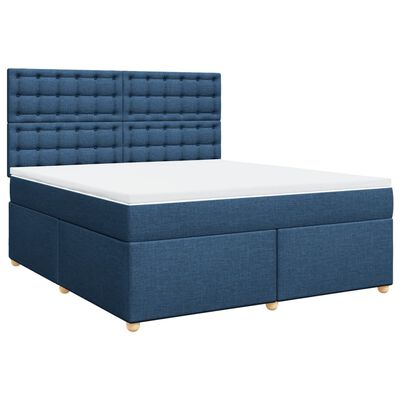 vidaXL Posteľný rám boxspring s matracom modrý 180x200 cm látka