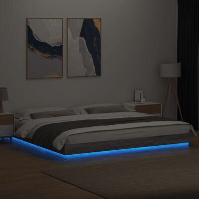 vidaXL Posteľný rám s LED svetlami sivý sonoma 180x200cm kompoz. drevo