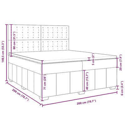 vidaXL Posteľný rám boxsping s matracom bledosivý 200x200 cm látka