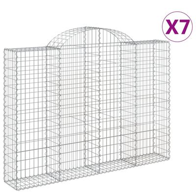 vidaXL Oblúkové gabionové koše 7 ks 200x30x140/160 cm pozink. železo