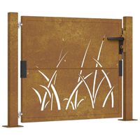 vidaXL Záhradná brána 105x105 cm kortenová oceľ dizajn trávy