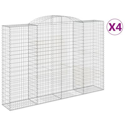 vidaXL Oblúkové gabionové koše 4ks 300x50x200/220cm pozinkované železo