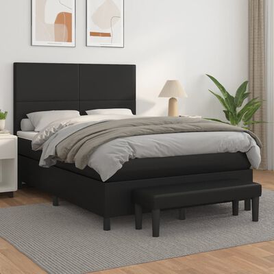 vidaXL Boxspring posteľ s matracom čierna 140x200 cm umelá koža