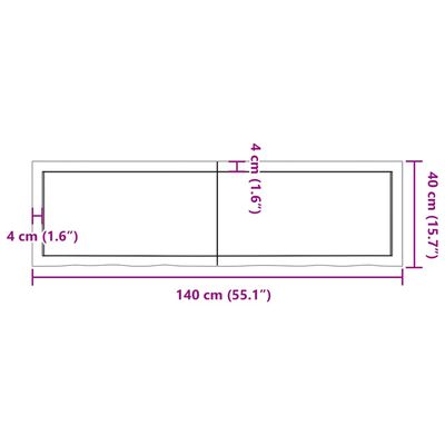 vidaXL Stolová doska 140x40x(2-6) cm neošetrený dubový masív