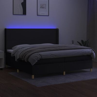 vidaXL Posteľ boxsping s matracom a LED čierna 200x200 cm látka