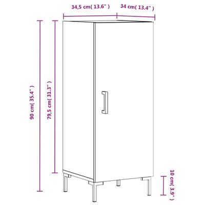 vidaXL Komoda dymový dub 34,5x34x90 cm spracované drevo