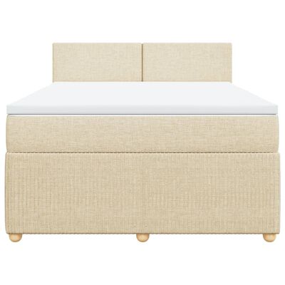 vidaXL Posteľný rám boxspring s matracom krémový 160x200 cm látka