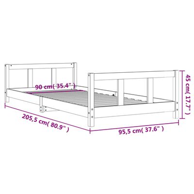 vidaXL Rám detskej postele čierny 90x200 cm masívna borovica