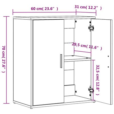 vidaXL Komody 2 ks dymový dub 60x31x70 cm kompozitné drevo