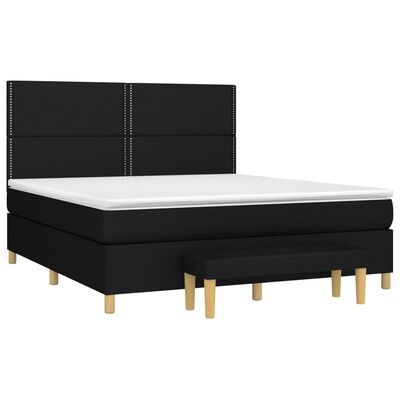 vidaXL Posteľný rám boxspring s matracom čierny 180x200 cm látka