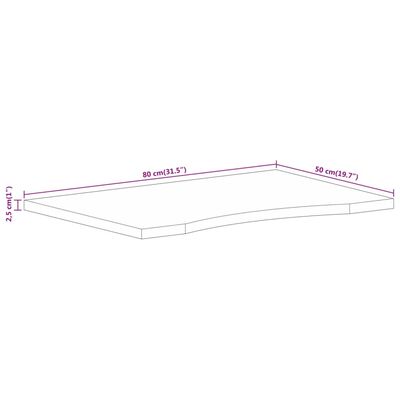 vidaXL Stolová doska so zakrivením 80x50x2,5 cm surový mangový masív