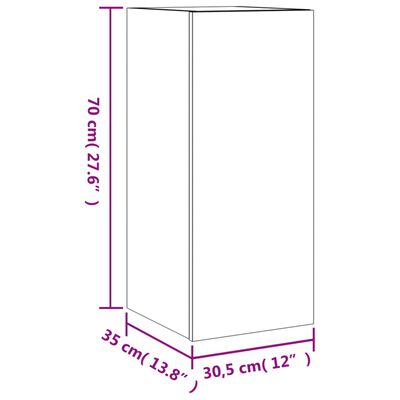 vidaXL TV nástenná skrinka s LED svetlami hnedý dub 30,5x35x70 cm