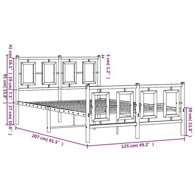 vidaXL Kovový rám postele s čelom a podnožkou čierny 120x200 cm