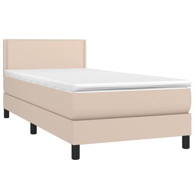 vidaXL Boxspring posteľ s matracom kapučínová 90x200 cm umelá koža