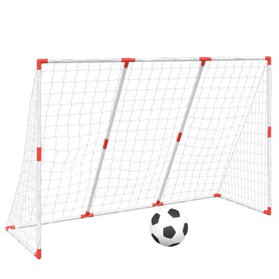 vidaXL Detské futbalové bránky s loptami 2v1 biele 184x64x124 cm
